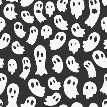 Vector seamless pattern with ghosts Stock Illustration