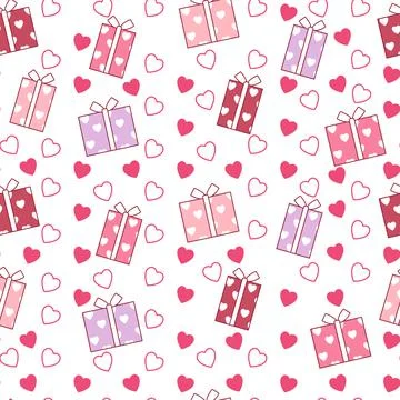 Vector of a seamless pattern gift box, Valentine's concept. Stock Illustration
