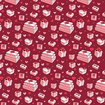 Vector seamless pattern. Gift box collection with bows and ribbons Stock Illustration