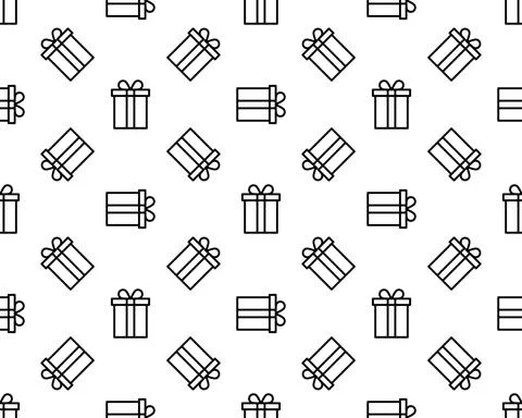 Vector seamless pattern with gift boxes. Monochrome minimal background Stock Illustration