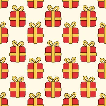 Vector seamless pattern with gift boxes. Christmas, New Year design. Stock Illustration
