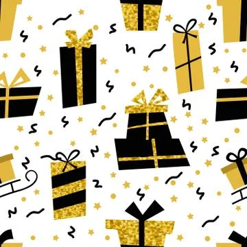 Vector Seamless pattern with gifts. Many gift boxes Stock Illustration