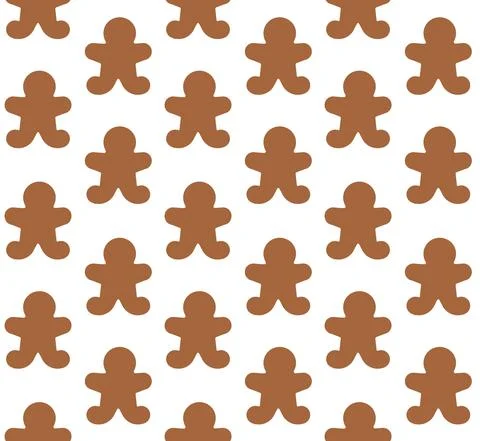 Vector seamless pattern of ginger bread silhouette Stock Illustration