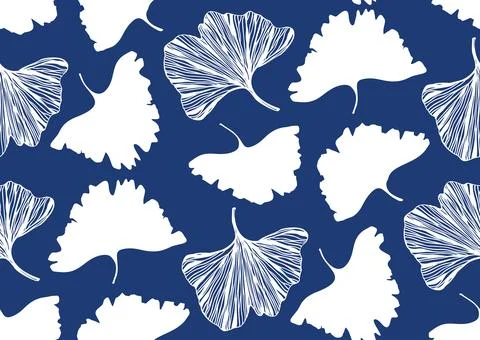 Vector seamless pattern with ginkgo biloba leaves Stock Illustration