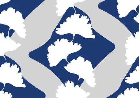 Vector seamless pattern with ginkgo biloba leaves. Stock Illustration