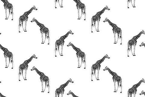 Vector seamless pattern with giraffes. Stock Illustration