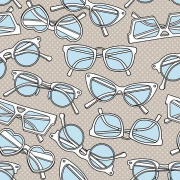 Vector seamless pattern with glasses and sunglasses Stock Illustration