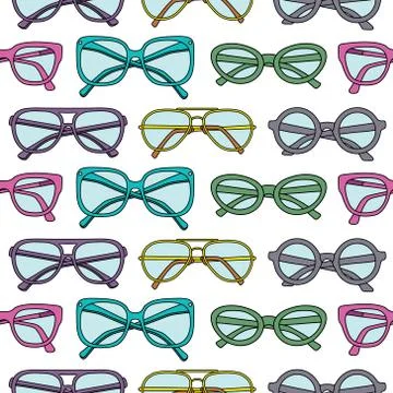Vector seamless pattern with glasses and sunglasses Stock Illustration