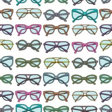 Vector seamless pattern with glasses and sunglasses Stock Illustration