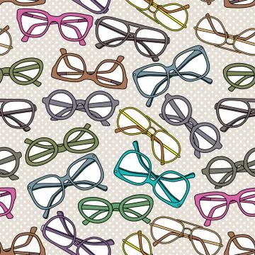 Vector seamless pattern with glasses and sunglasses Stock Illustration