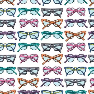 Vector seamless pattern with glasses and sunglasses Stock Illustration