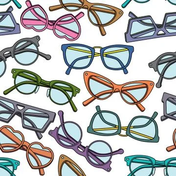 Vector seamless pattern with glasses and sunglasses Stock Illustration