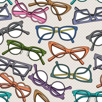 Vector seamless pattern with glasses and sunglasses Stock Illustration