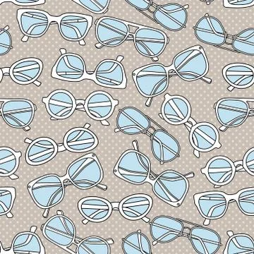 Vector seamless pattern with glasses and sunglasses Stock Illustration