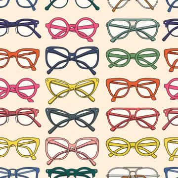 Vector seamless pattern with glasses and sunglasses Stock Illustration