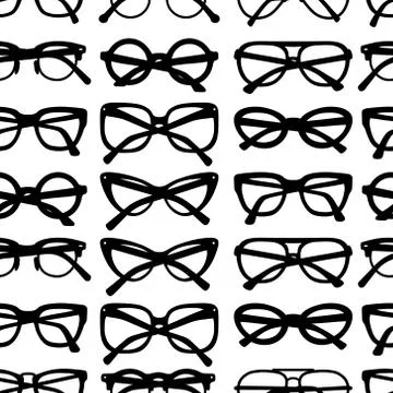 Vector seamless pattern with glasses and sunglasses Stock Illustration
