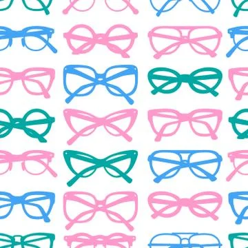 Vector seamless pattern with glasses and sunglasses Stock Illustration