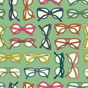 Vector seamless pattern with glasses and sunglasses Stock Illustration