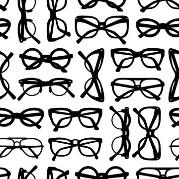 Vector seamless pattern with glasses and sunglasses Stock Illustration