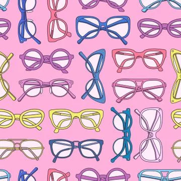 Vector seamless pattern with glasses and sunglasses Stock Illustration