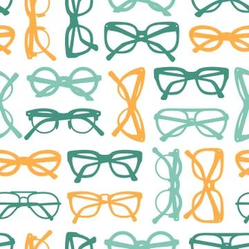 Vector seamless pattern with glasses and sunglasses Stock Illustration