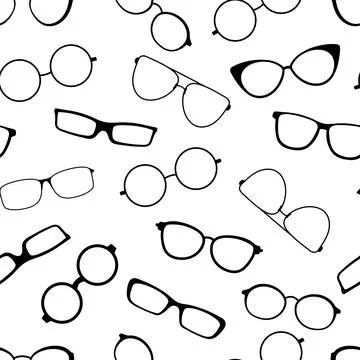 Vector Seamless pattern with glasses. Stylish frame, eyeglasses optical eyesight Stock Illustration