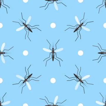 Vector seamless pattern with gnats and circles Stock Illustration