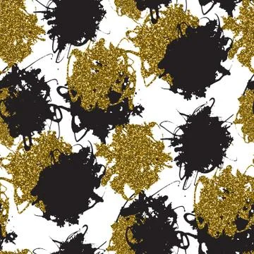 Vector seamless pattern with gold glitter textured stains Stock Illustration