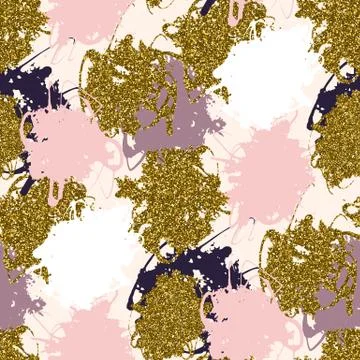Vector seamless pattern with gold glitter textured stains Stock Illustration