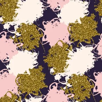 Vector seamless pattern with gold glitter textured stains Stock Illustration