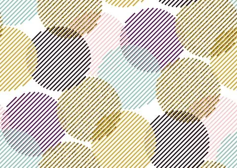 Vector seamless pattern with gold glitter textured circles and stripes. 스톡 일러스트