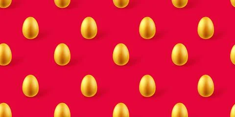 Vector seamless pattern with golden eggs. Easter concept Stock Illustration