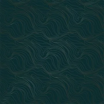 Vector seamless pattern. Golden lines on a green background. Luxury backgroun Stock Illustration