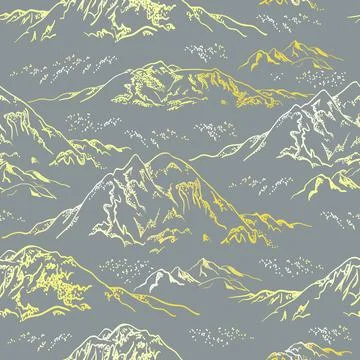 Vector seamless pattern with golden mountains. Stock Illustration