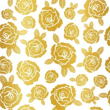 Vector Seamless pattern golden rose flowers on white Illustrazione stock