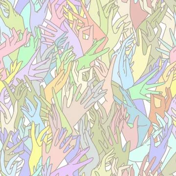 Vector seamless pattern of graceful female hands bound in pastel colors Illustrazione stock