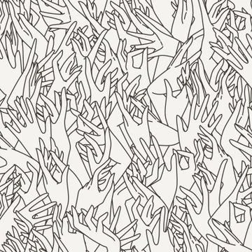 Vector seamless pattern of graceful female hands intertwined Illustrazione stock