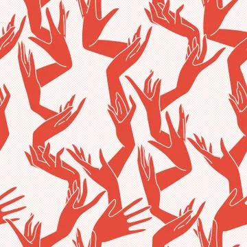 Vector seamless pattern of graceful female hands bound similar to coral branc Illustrazione stock