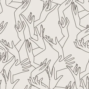 Vector seamless pattern of graceful female hands intertwined イラスト素材