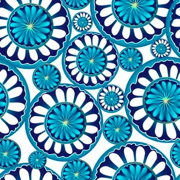 Vector seamless pattern. Gradient abstract bright blue mandala. 스톡 일러스트