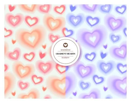Vector seamless pattern, gradient heart shapes on light background イラスト素材