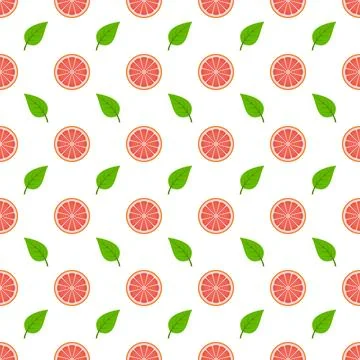 Vector seamless pattern with grapefruits and leaf. Illustrazione stock
