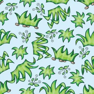 Vector seamless pattern with grass Stock Illustration