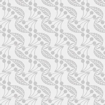 Vector Seamless Pattern with gray Leaves and berries Stock Illustration