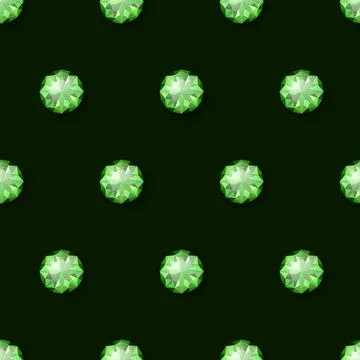 Vector Seamless Pattern with Green 3d Realistic Transparent Round Glowing Illustrazione stock