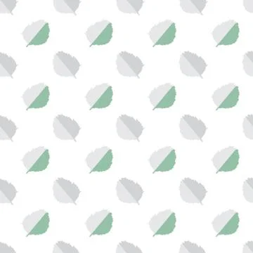 Vector seamless pattern with green and grey autumn leaves on a white backgrou Stock Illustration