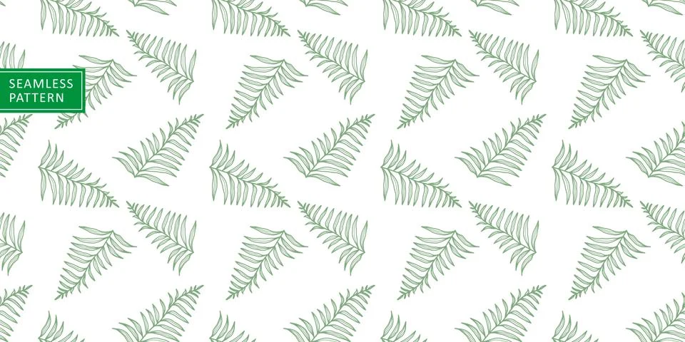 Vector seamless pattern with green branches and leaves Stock Illustration