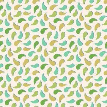 Vector seamless pattern of green colored droplets. Delicate flower petals. Stock Illustration