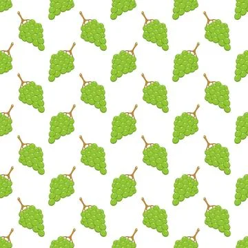 Vector seamless pattern of green grape, on white background. Stock Illustration