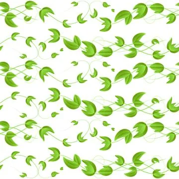 Vector seamless pattern with green ivy leaves on white background. Stock Illustration